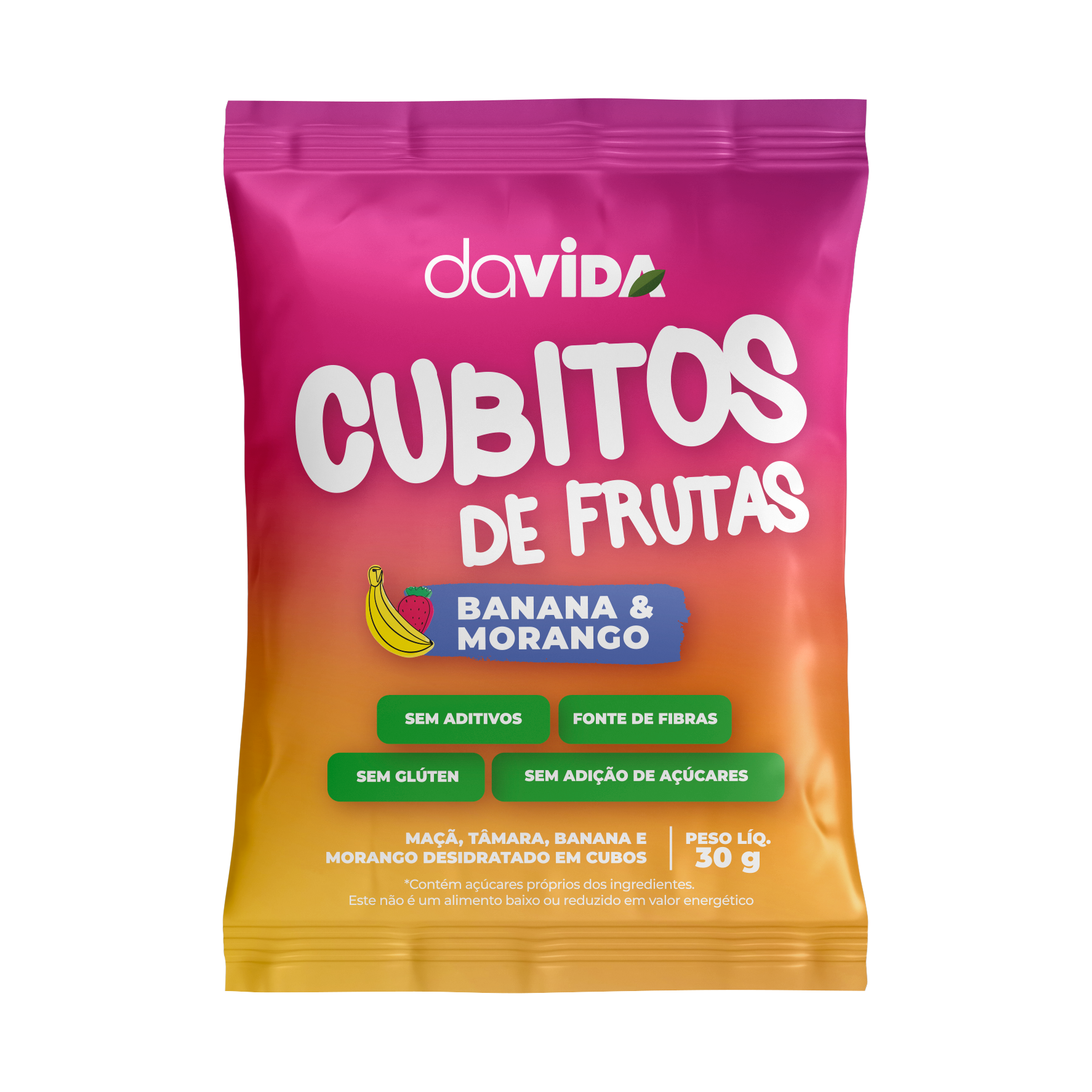 KIT 12 CUBITOS DE FRUTA - BANANA E MORANGO