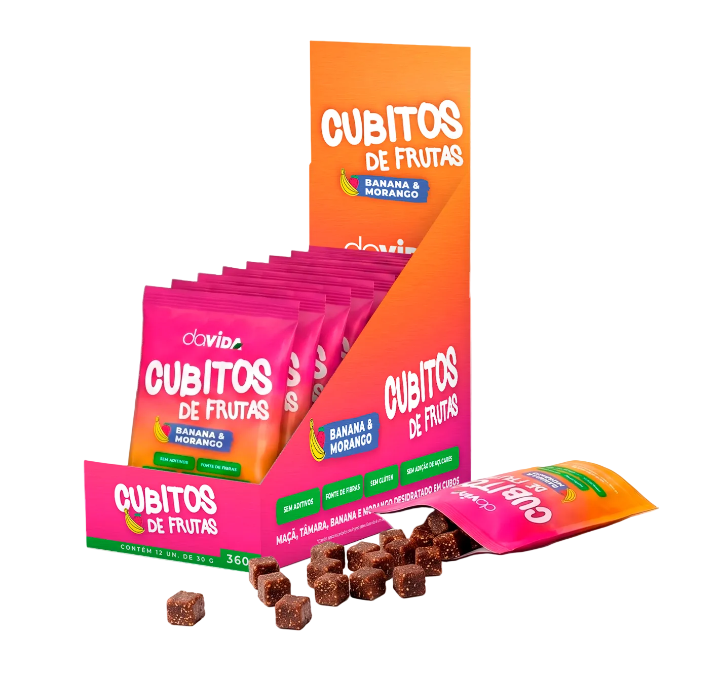 Kit 12 Cubitos de Fruta - Banana e Morango