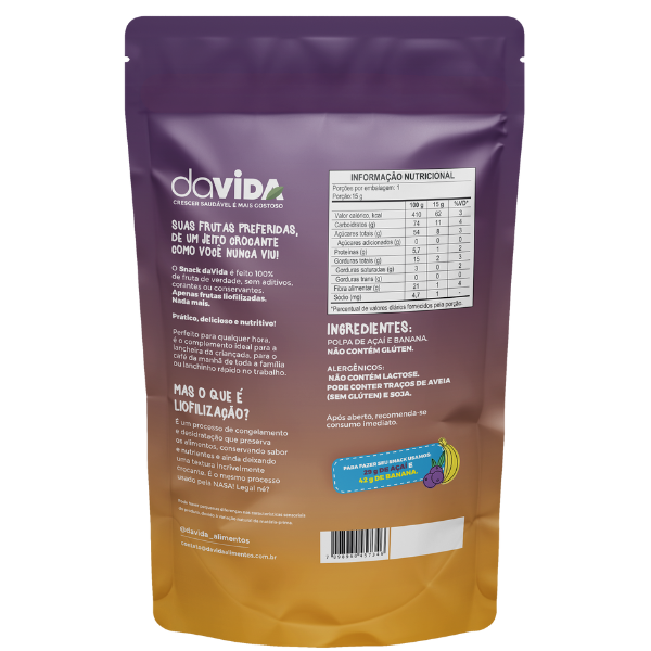SNACK AÇAÍ COM BANANA LIOFILIZADO - DAVIDA