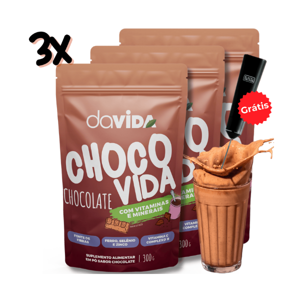 CHOCOVIDA - KIT 3 UNIDADES - GRÁTIS UM MINI MIXER BLACK DECKER