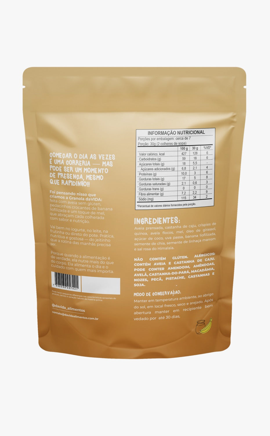GRANOLA DE BANANA E MEL - DAVIDA