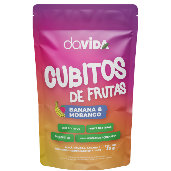 CUBITOS DE FRUTA - BANANA E MORANGO