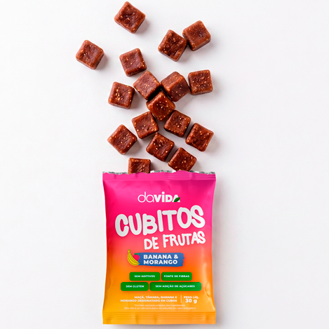 CUBITOS DE FRUTA - BANANA E MORANGO - 30g